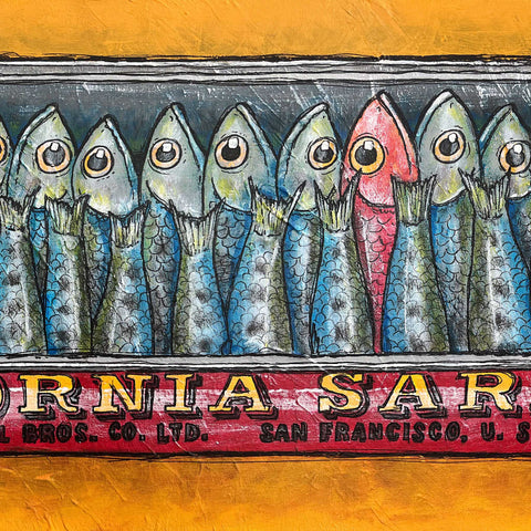 toile, art canvas, sardines, appats, lure