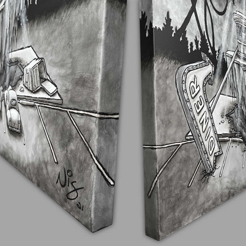 toile, art canvas, war of the worlds, diner