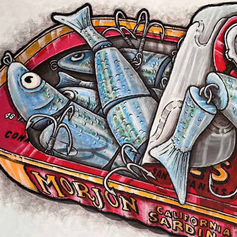 toile, art canvas, sardines, appats, lure