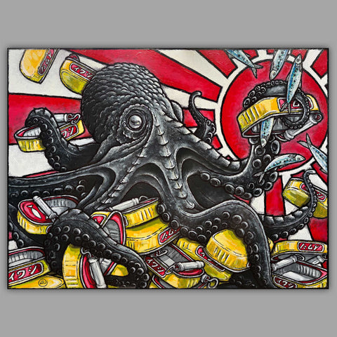 pieuvre, octopus, godzilla, japan, sardines, japan, samourai, samurai